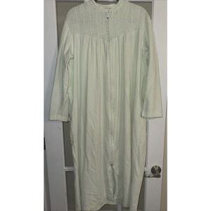 Parisian Intimates Green Women’s Zip Up House Coat Duster Robe Seersucker XL